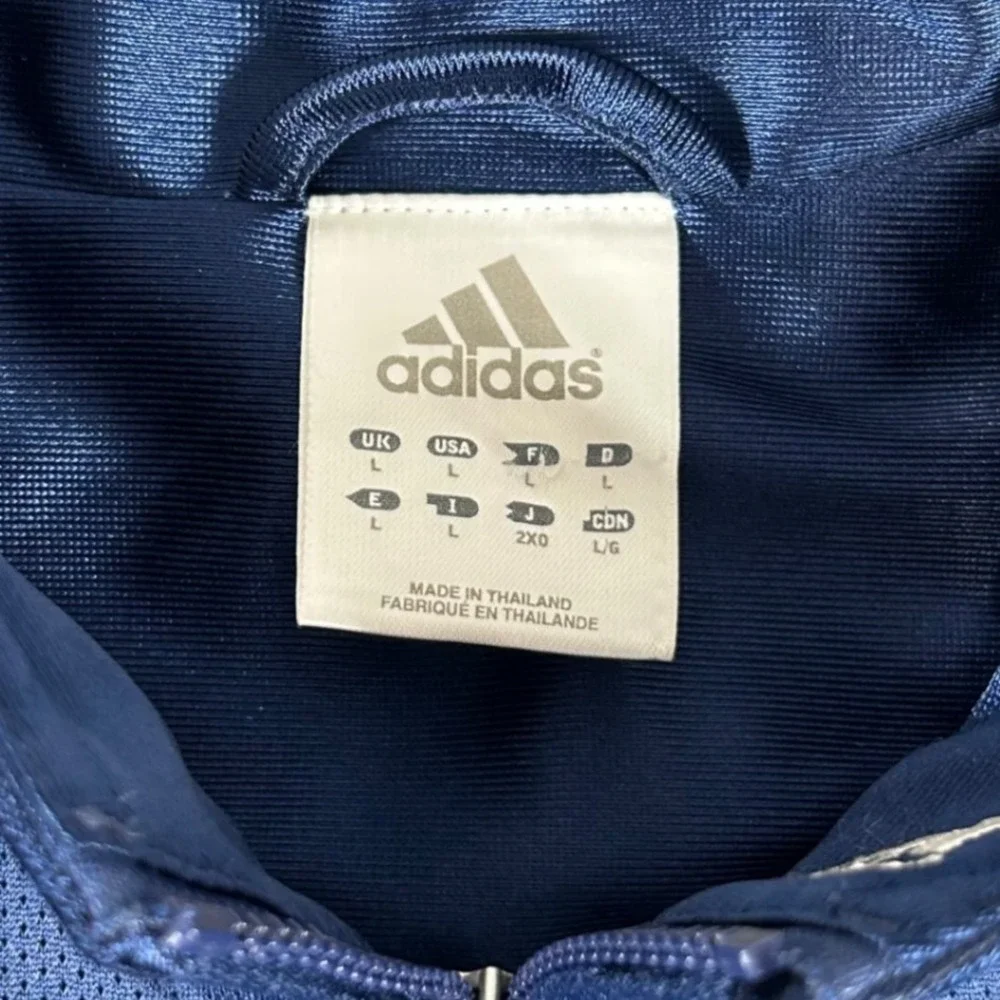 Adidas Track Jacket Mens Large Blue Y2K Vintage Basketball Full‎ Zip Shiny